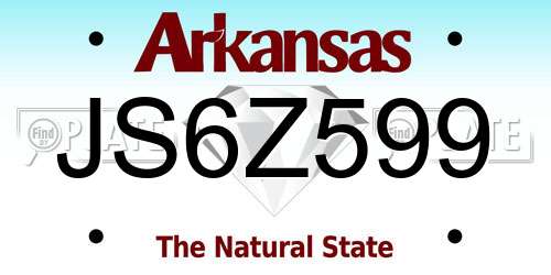JS6Z599 Arkansas License Plate