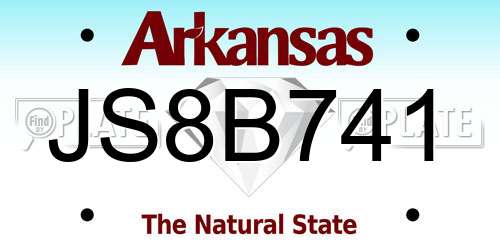 JS8B741 Arkansas License Plate