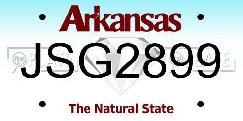 JSG2899 Arkansas License Plate