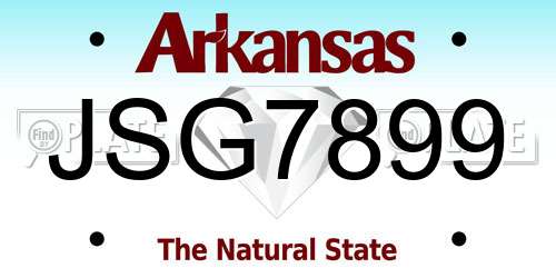 JSG7899 Arkansas License Plate