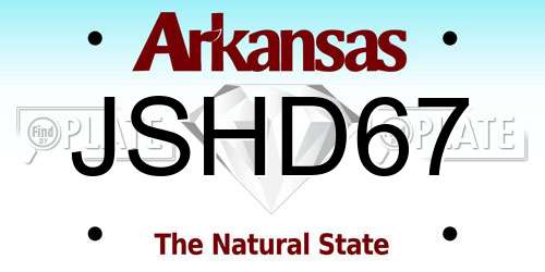 JSHD67 Arkansas License Plate