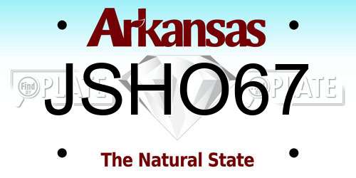 JSHO67 Arkansas License Plate