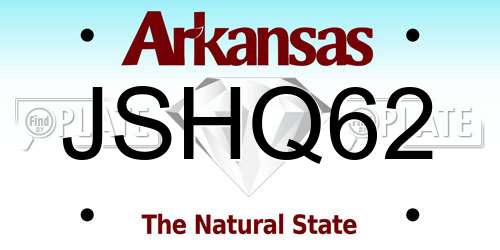 JSHQ62 Arkansas License Plate