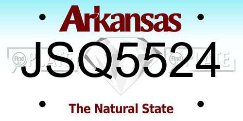 JSQ5524 Arkansas License Plate