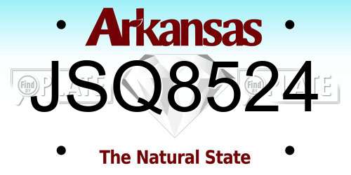 JSQ8524 Arkansas License Plate