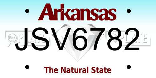 JSV6782 Arkansas License Plate