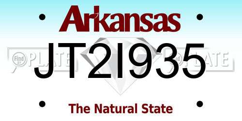 JT2I935 Arkansas License Plate