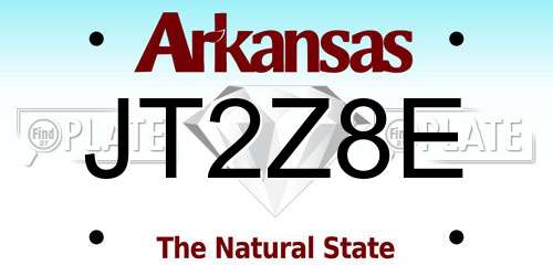 JT2Z8E Arkansas License Plate