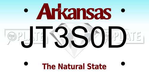 JT3S0D Arkansas License Plate