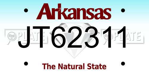 JT62311 Arkansas License Plate