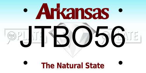JTBO56 Arkansas License Plate