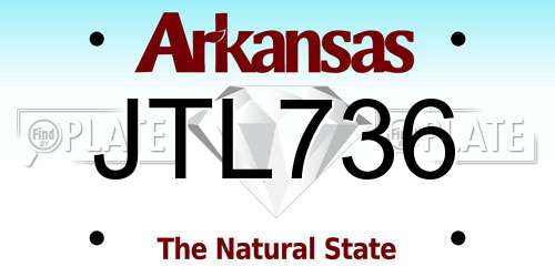 JTL736 Arkansas License Plate