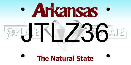 JTLZ36 Arkansas License Plate