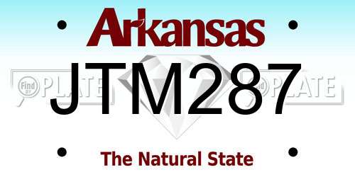 JTM287 Arkansas License Plate