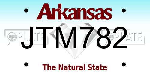 JTM782 Arkansas License Plate