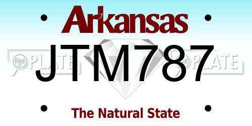JTM787 Arkansas License Plate