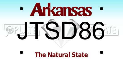 JTSD86 Arkansas License Plate