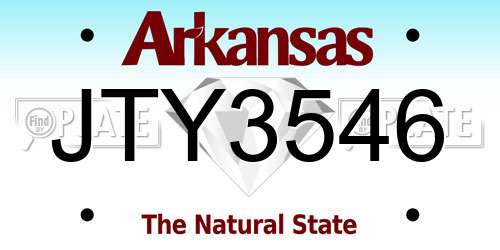 JTY3546 Arkansas License Plate