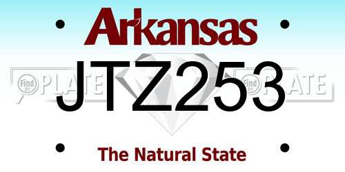 JTZ253 Arkansas License Plate