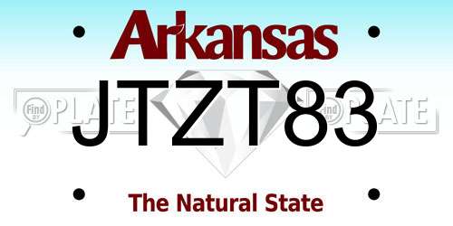 JTZT83 Arkansas License Plate