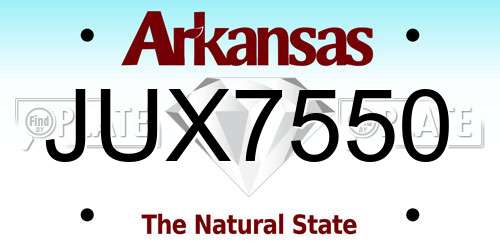 JUX7550 Arkansas License Plate