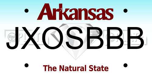 JXOSBBB Arkansas License Plate
