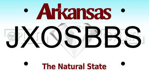 JXOSBBS Arkansas License Plate