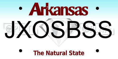 JXOSBSS Arkansas License Plate