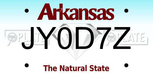 JY0D7Z Arkansas License Plate