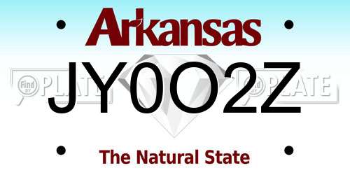 JY0O2Z Arkansas License Plate