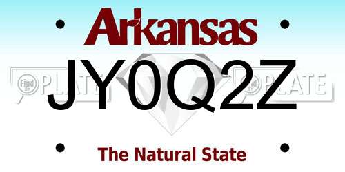 JY0Q2Z Arkansas License Plate