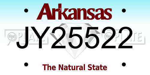 JY25522 Arkansas License Plate