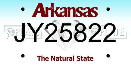 JY25822 Arkansas License Plate