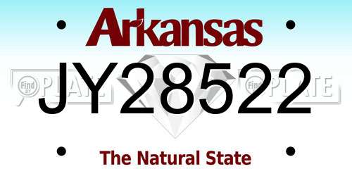 JY28522 Arkansas License Plate