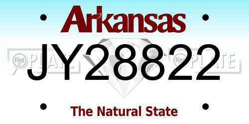 JY28822 Arkansas License Plate