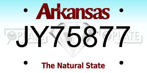 JY75877 Arkansas License Plate