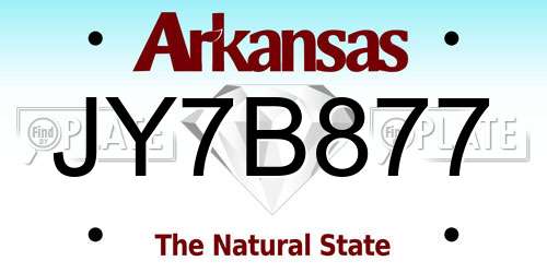 JY7B877 Arkansas License Plate