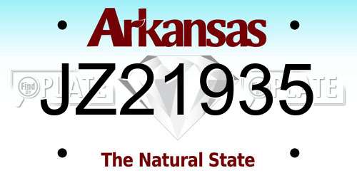 JZ21935 Arkansas License Plate