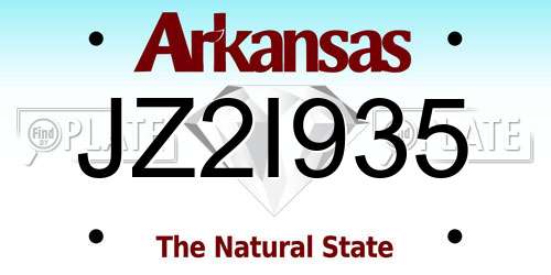 JZ2I935 Arkansas License Plate