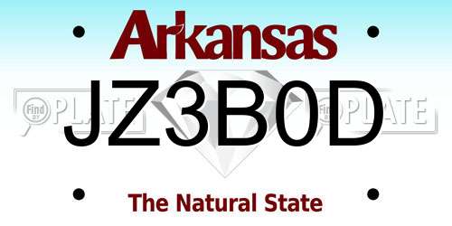 JZ3B0D Arkansas License Plate