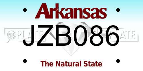 JZB086 Arkansas License Plate