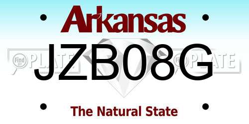 JZB08G Arkansas License Plate