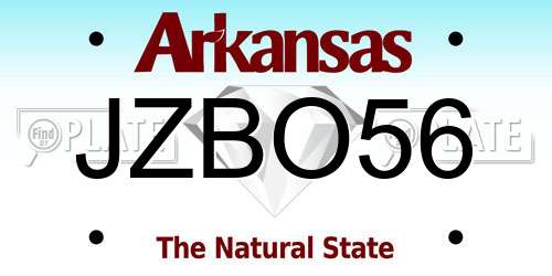 JZBO56 Arkansas License Plate