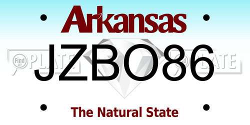 JZBO86 Arkansas License Plate