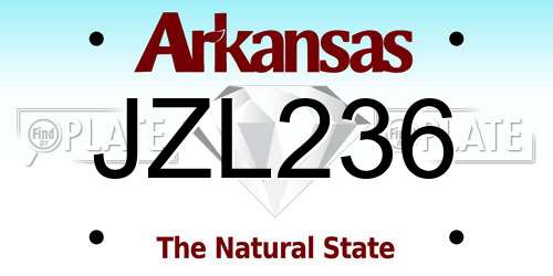 JZL236 Arkansas License Plate