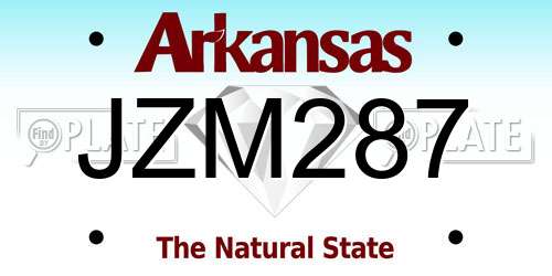 JZM287 Arkansas License Plate