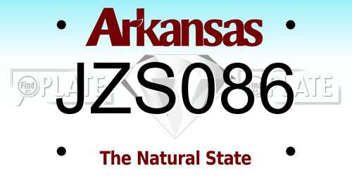 JZS086 Arkansas License Plate