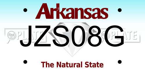 JZS08G Arkansas License Plate