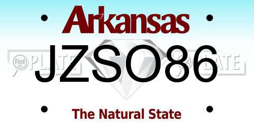JZSO86 Arkansas License Plate