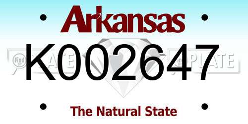 K002647 Arkansas License Plate